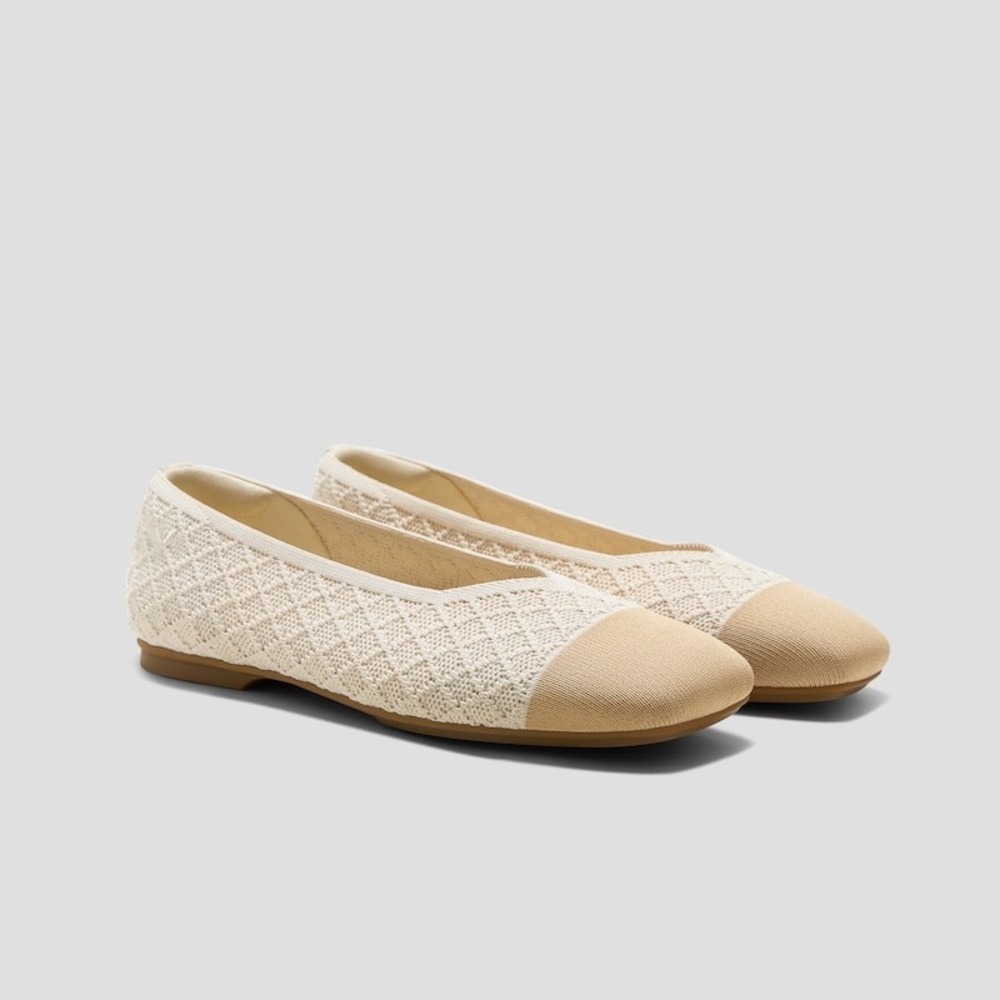 VIVAIA Square-Toe Margot V-Cut Flats in Yellow Apricot Size 9 New